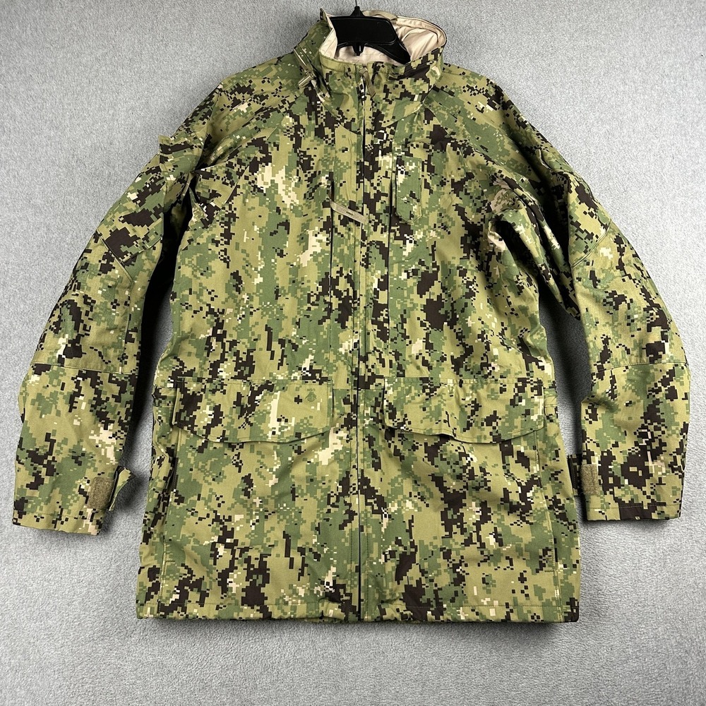 US Navy Working Parka Jacket Mens Small Regular Type III NWU Camo Seals Shell